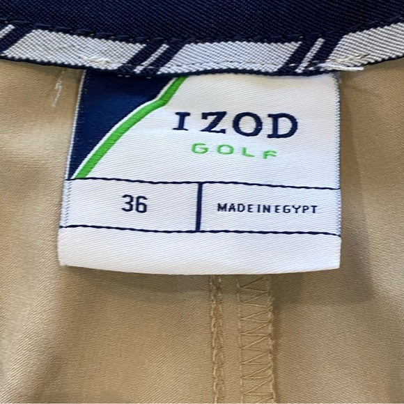 IZOD Golf Flat Front Tan Khaki Shorts 36 Classic Fit - Picture 8 of 10